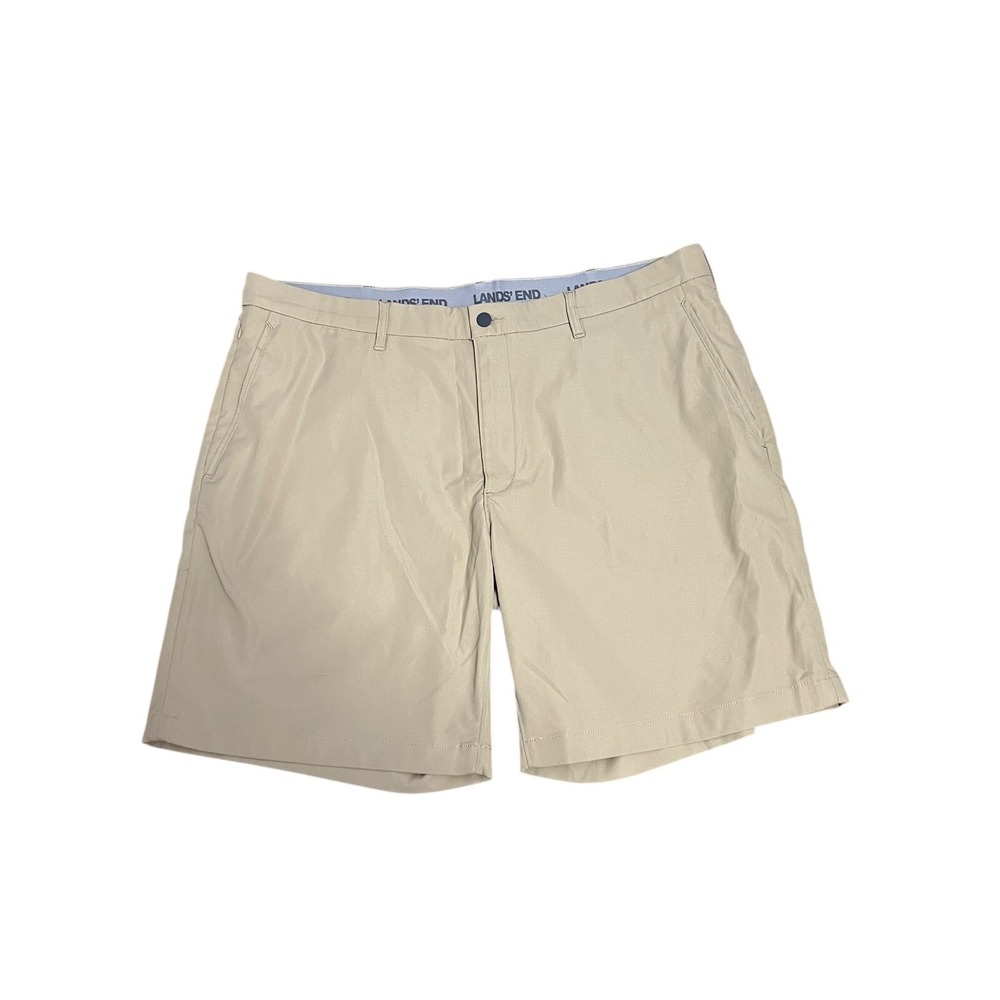 Land's End Mens Shorts Traditional Fit Brown Size 44 Chino Zip Pocket Summer